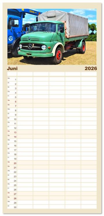 Produktbild: Familienplaner 2026 - LKW - Oldtimer mit 5 Spalten (Wandkalender, 21 x 45 cm) CALVENDO