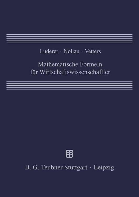 Produktbild: Mathematische Formeln f&uuml;r Wirtschaftswissenschaftler