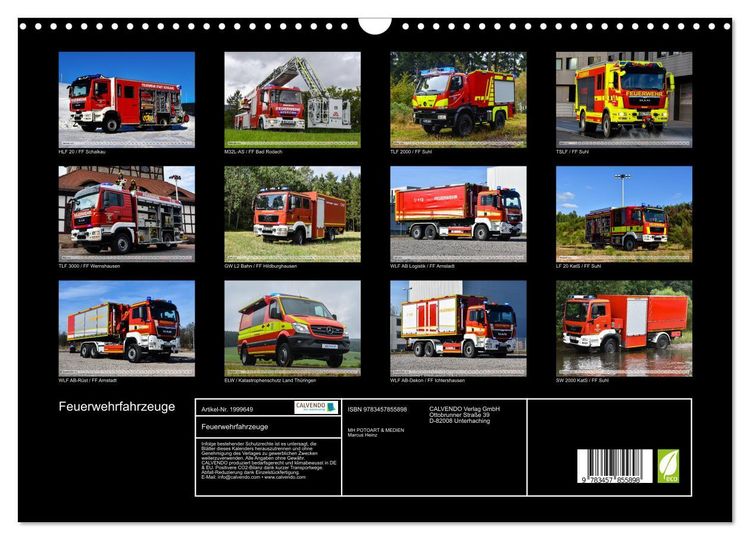 Produktbild: Feuerwehrfahrzeuge (Wandkalender 2026 DIN A3 quer), CALVENDO Monatskalender