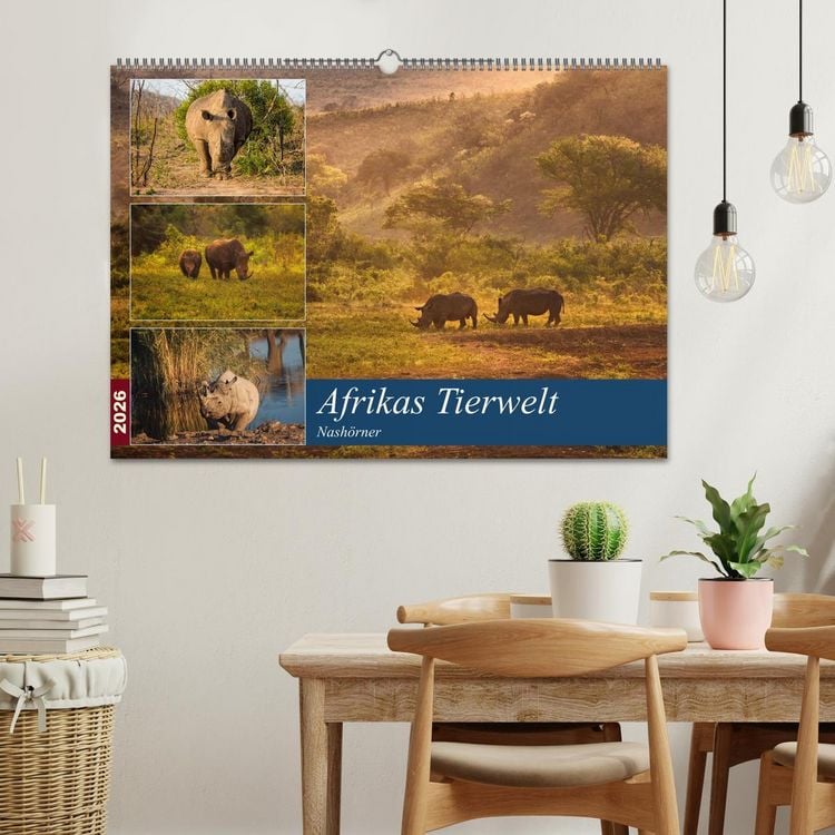 Produktbild: Afrikas Tierwelt: Nash&ouml;rner (Wandkalender 2026 DIN A2 quer), CALVENDO Monatskalender