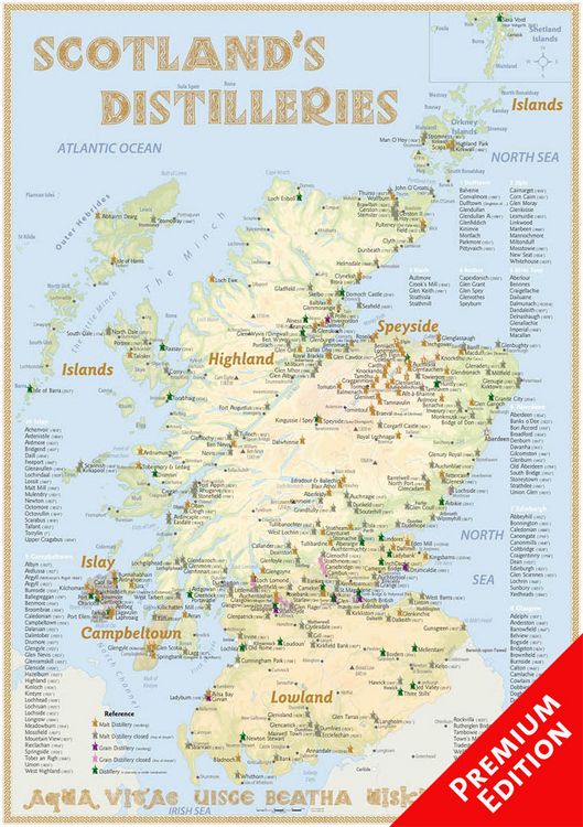 Produktbild: Whisky Distilleries Scotland - Poster 42x60cm Premium Edition