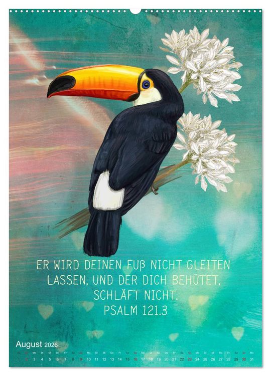 Produktbild: Bibelworte f&uuml;r Vogelfreunde (Wandkalender 2026 DIN A2 hoch), CALVENDO Monatskalender