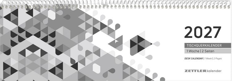 Produktbild: Tischquerkalender 1W/2S schwarz 2027