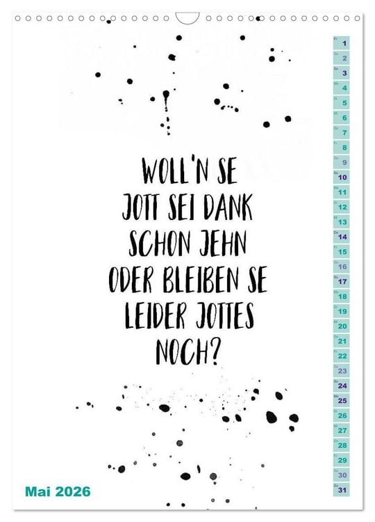 Produktbild: BERLINERISCH Lustige Spr&uuml;che (Wandkalender 2026 DIN A3 hoch), CALVENDO Monatskalender