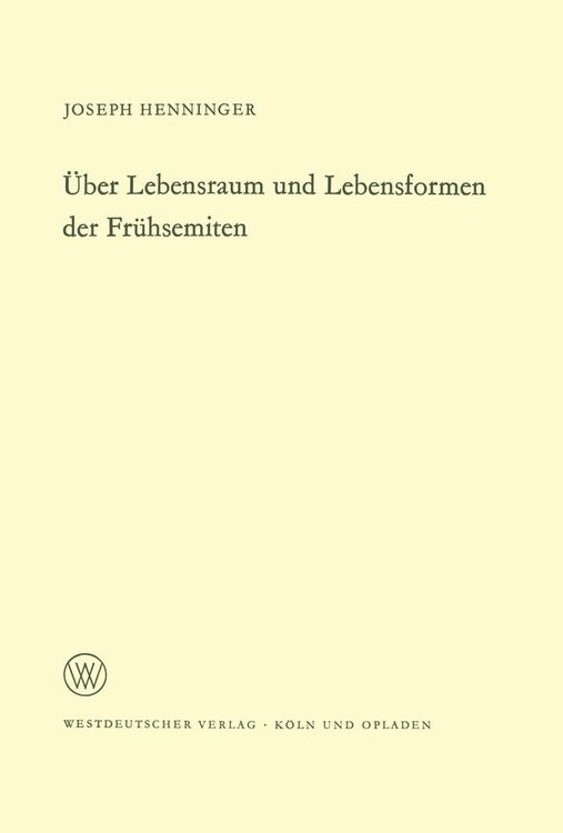 Produktbild: &Uuml;ber Lebensraum und Lebensformen der Fr&uuml;hsemiten