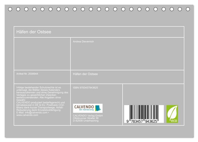 Produktbild: H&auml;fen der Ostsee (Tischkalender 2026 DIN A5 quer), CALVENDO Monatskalender