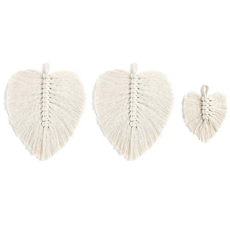 Produktbild: Makramee Set, Bl&auml;tter, 3 Stk &agrave; ca. 17 x 13cm - 22 x 17cm