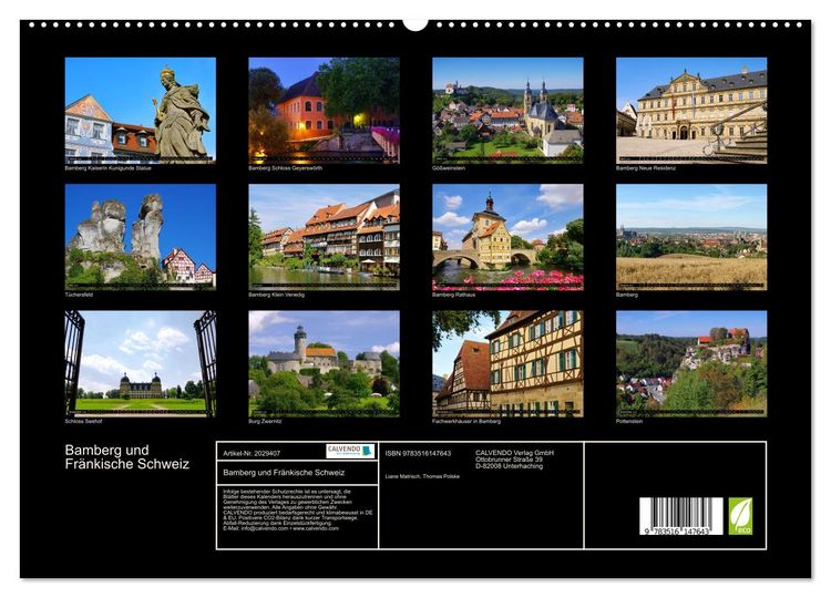 Produktbild: Bamberg und Fr&auml;nkische Schweiz (hochwertiger Premium Wandkalender 2026 DIN A2 quer), Kunstdruck in Hochglanz