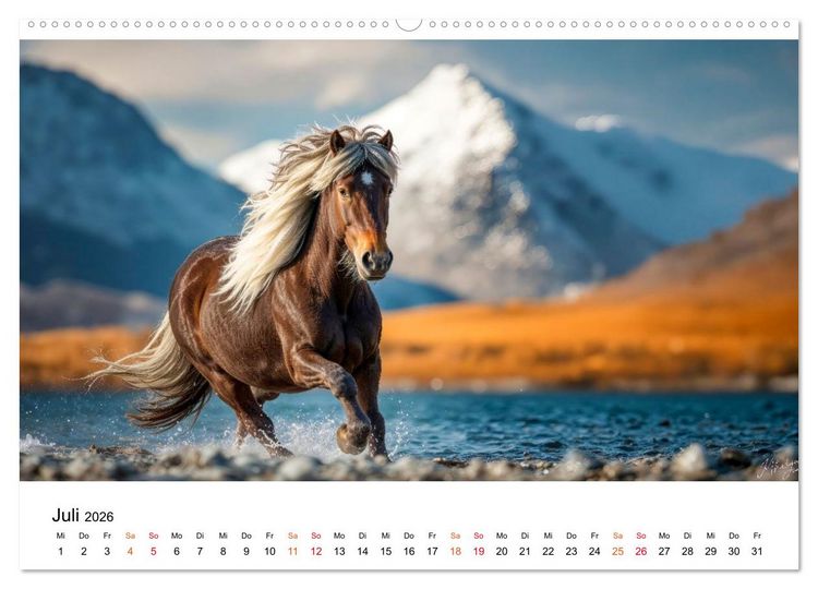 Produktbild: Islandpferde - Freiheit im Blick (hochwertiger Premium Wandkalender 2026 DIN A2 quer), Kunstdruck in Hochglanz