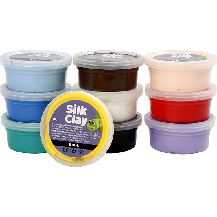 Produktbild: Creativ Company Silk Clay&reg;, Basic 1, sortierte Farben, 10x40 g