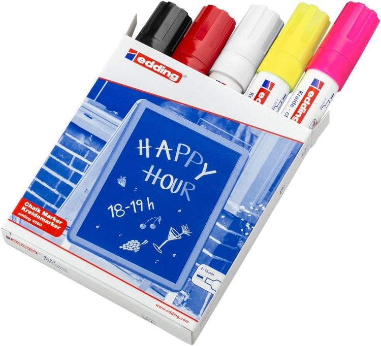 Produktbild: edding 4090 Kreidemarker Window Marker 4-15mm 5er Set