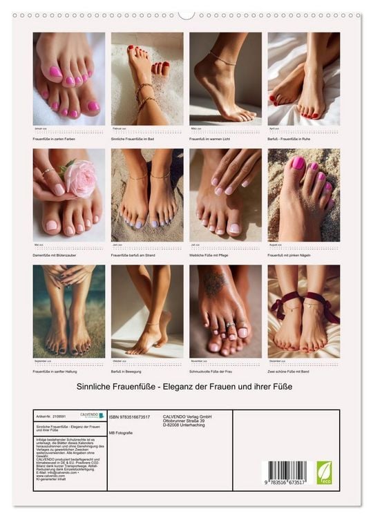 Produktbild: Sinnliche Frauenf&uuml;&szlig;e - Eleganz der Frauen und ihrer F&uuml;&szlig;e (hochwertiger Premium Wandkalender 2026 DIN A2 hoch), Kunstdruck in Hochglanz