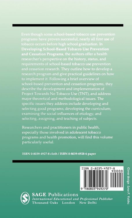 Produktbild: Developing School-Based Tobacco Use Prevention and Cessation Programs