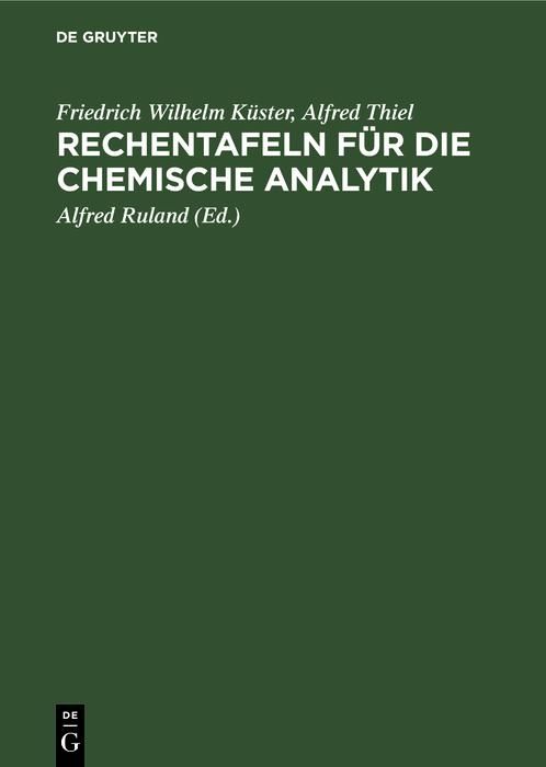 Produktbild: Rechentafeln f&uuml;r die chemische Analytik