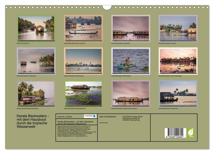 Produktbild: Kerala Backwaters - mit dem Hausboot durch die tropische Wasserwelt (Wandkalender 2027 DIN A3 quer), CALVENDO Monatskalender