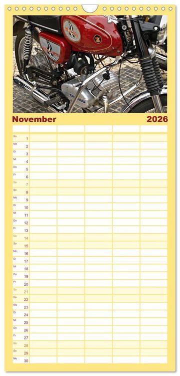 Produktbild: Familienplaner 2026 - Vintage Mopeds mit 5 Spalten (Wandkalender, 21 x 45 cm) CALVENDO