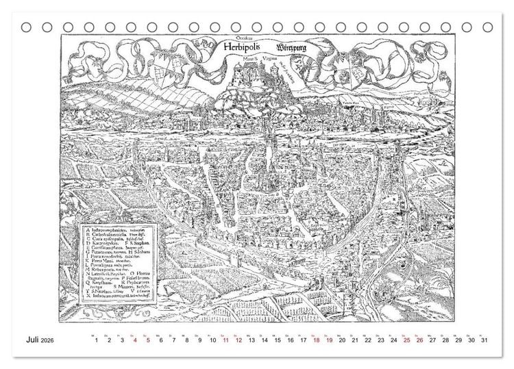Produktbild: W&uuml;rzburg in alten Bildern (Tischkalender 2026 DIN A5 quer), CALVENDO Monatskalender
