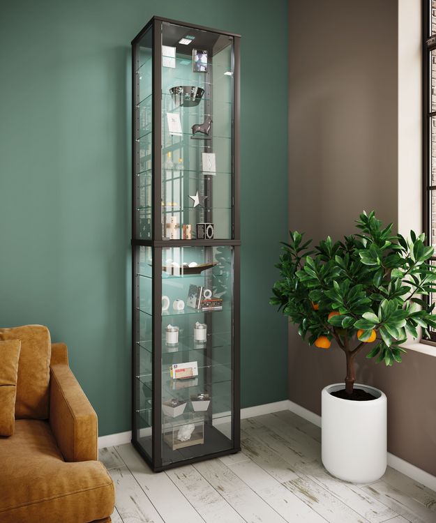 Produktbild: Holz Glas Stand Vitrine Sammelvitrine Kavisa XXL