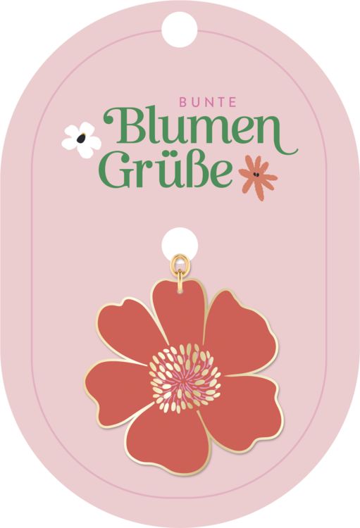 Produktbild: Bunte Blumengr&uuml;&szlig;e Emaille-Schl&uuml;sselanh&auml;nger Blume rosa