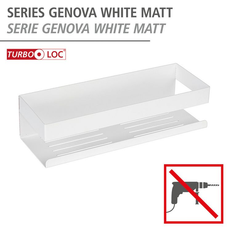 Produktbild: Turbo-Loc&reg; Wandablage Mod. Genova White matt, Befestigen ohne Bohren mit Spezial-Klebepad