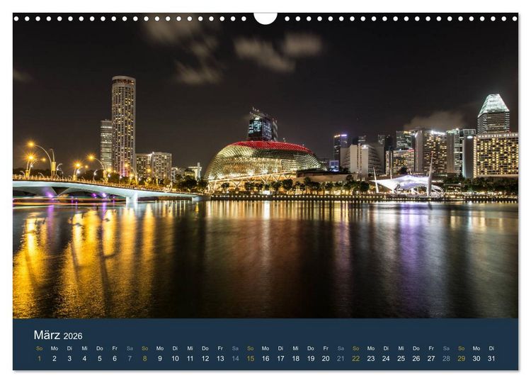 Produktbild: Singapur bei Nacht und Tag (Wandkalender 2026 DIN A3 quer), CALVENDO Monatskalender