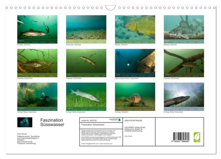 Produktbild: Faszination S&uuml;sswasser (Wandkalender 2026 DIN A3 quer), CALVENDO Monatskalender