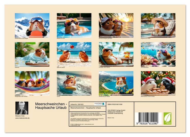 Produktbild: Meerschweinchen - Hauptsache Urlaub (Wandkalender 2026 DIN A4 quer), CALVENDO Monatskalender