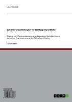 Produktbild: Optimierungsstrategien f&uuml;r Wertpapierportfolios