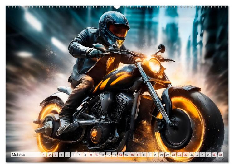 Produktbild: Coole KI-generierte MOTORR&Auml;DER (hochwertiger Premium Wandkalender 2026 DIN A2 quer), Kunstdruck in Hochglanz