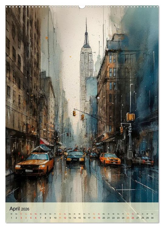 Produktbild: New York - ein Regentag (hochwertiger Premium Wandkalender 2026 DIN A2 hoch), Kunstdruck in Hochglanz