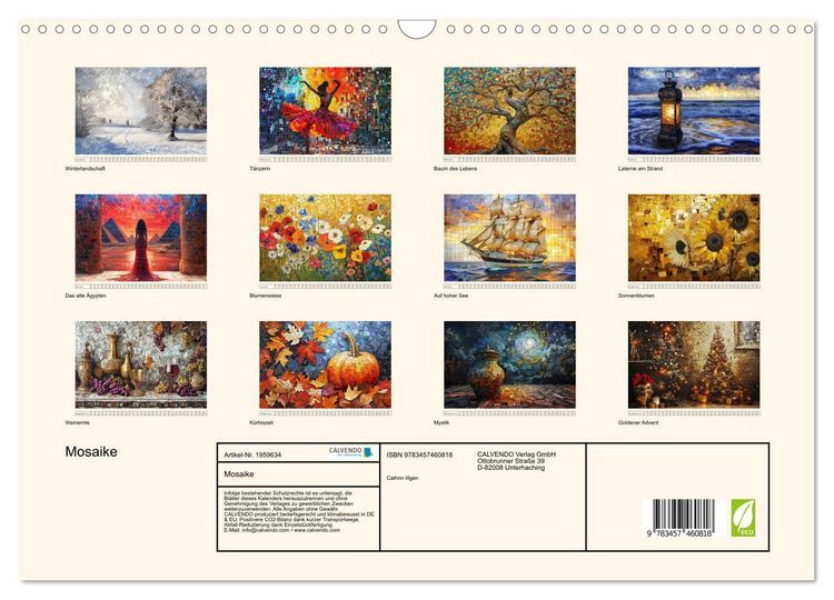 Produktbild: Mosaike (Wandkalender 2026 DIN A3 quer), CALVENDO Monatskalender