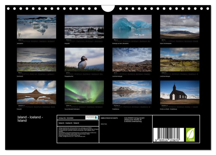 Produktbild: Island - Iceland - &Iacute;sland (Wandkalender 2026 DIN A4 quer), CALVENDO Monatskalender