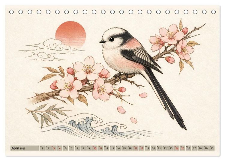 Produktbild: Naturwunder Japan: Faszinierende Vogelarten in traditioneller Kunst (Tischkalender 2027 DIN A5 quer), CALVENDO Monatskalender