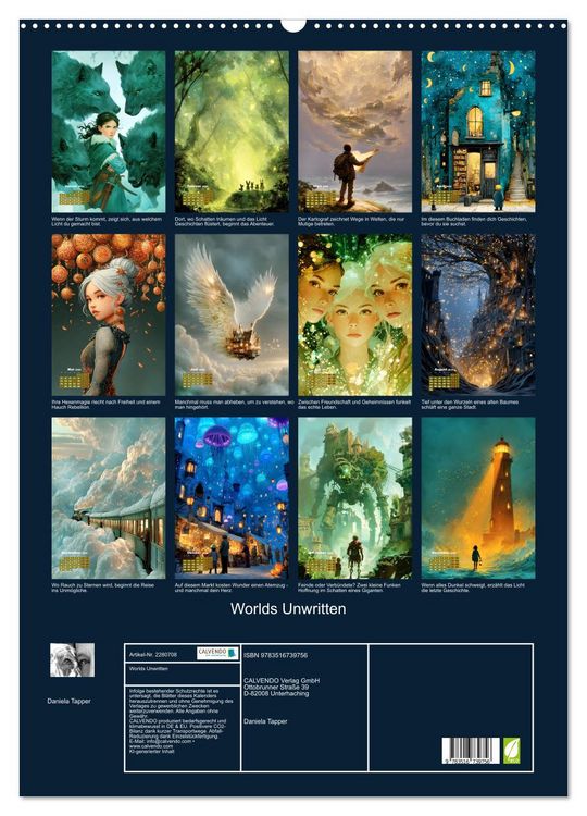Produktbild: Worlds Unwritten (Wandkalender 2026 DIN A2 hoch), CALVENDO Monatskalender