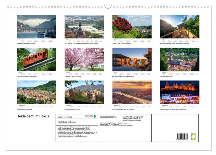 Produktbild: Heidelberg im Fokus (Wandkalender 2026 DIN A2 quer), CALVENDO Monatskalender
