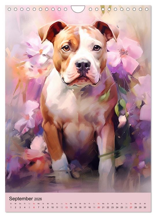 Produktbild: Pit Bull Aquarelle. Illustrationen von tollen Hunden (Wandkalender 2026 DIN A4 hoch), CALVENDO Monatskalender