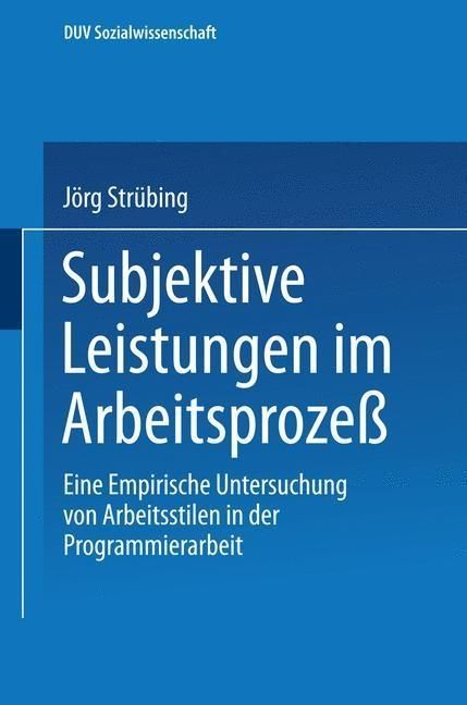 Produktbild: Subjektive Leistungen im Arbeitsproze&szlig;