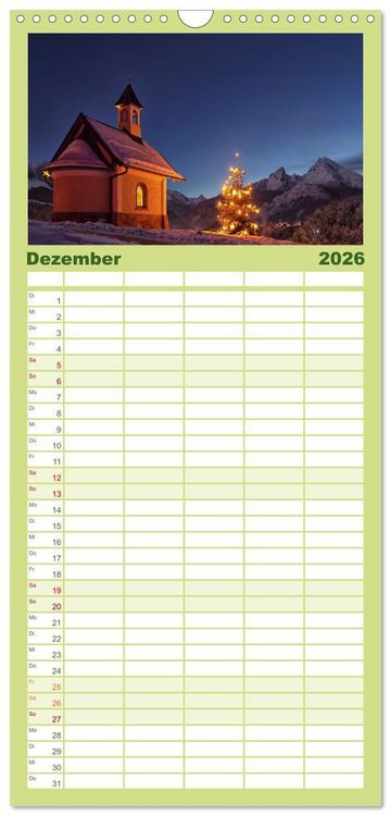 Produktbild: Familienplaner 2026 - Bergstille - Landschaften, die ber&uuml;hren mit 5 Spalten (Wandkalender, 21 x 45 cm) CALVENDO