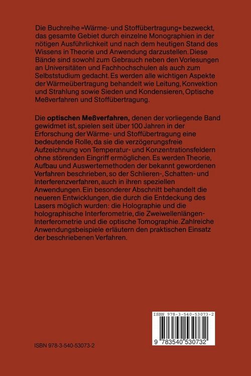 Produktbild: Optische Me&szlig;verfahren der W&auml;rme- und Stoff&auml;bertragung