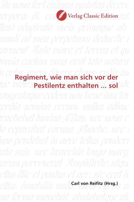 Produktbild: Regiment, wie man sich vor der Pestilentz enthalten ... sol