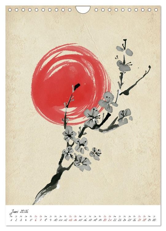 Produktbild: Sumi-e Kunst im japanischen Stil (Wandkalender 2026 DIN A4 hoch), CALVENDO Monatskalender