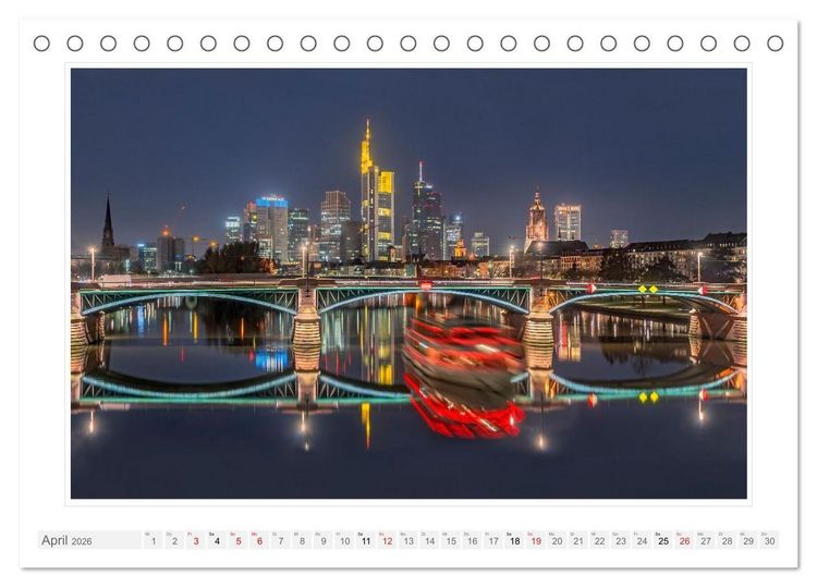 Produktbild: Frankfurt. Die Skyline bei Nacht (Tischkalender 2026 DIN A5 quer), CALVENDO Monatskalender
