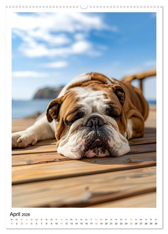 Produktbild: Englische Bulldogge - sanfter Kumpel (hochwertiger Premium Wandkalender 2026 DIN A2 hoch), Kunstdruck in Hochglanz