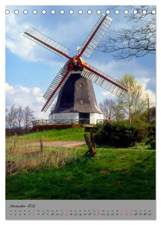 Produktbild: Windm&uuml;hlen in Norddeutschland (Tischkalender 2026 DIN A5 hoch), CALVENDO Monatskalender