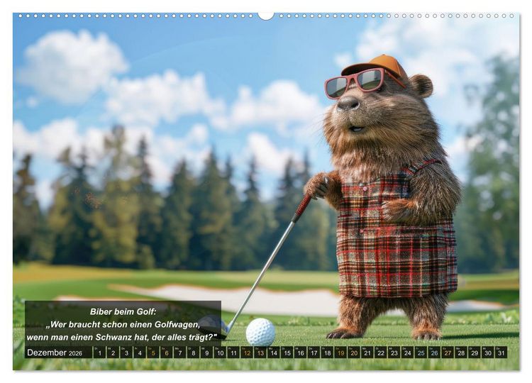 Produktbild: Der tierisch lustige Golfkalender (hochwertiger Premium Wandkalender 2026 DIN A2 quer), Kunstdruck in Hochglanz