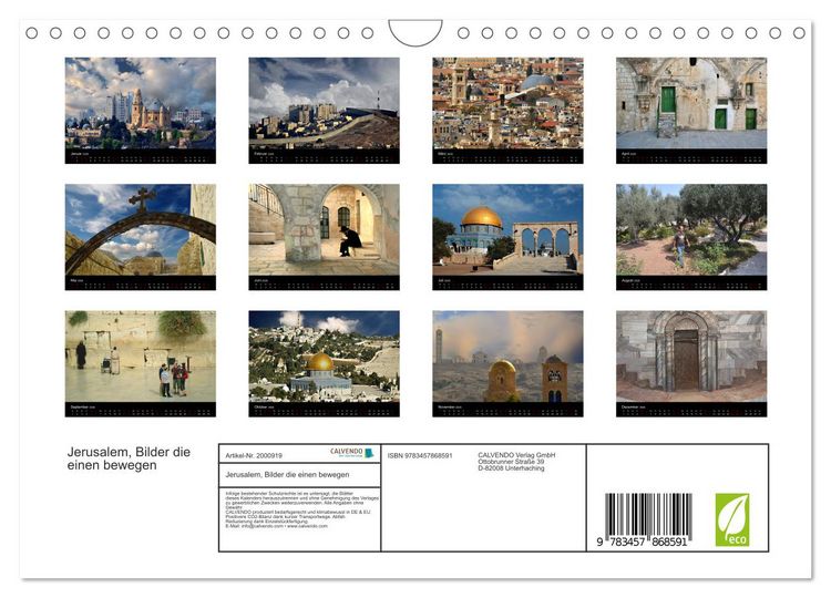 Produktbild: Jerusalem, Bilder die einen bewegen (Wandkalender 2026 DIN A4 quer), CALVENDO Monatskalender