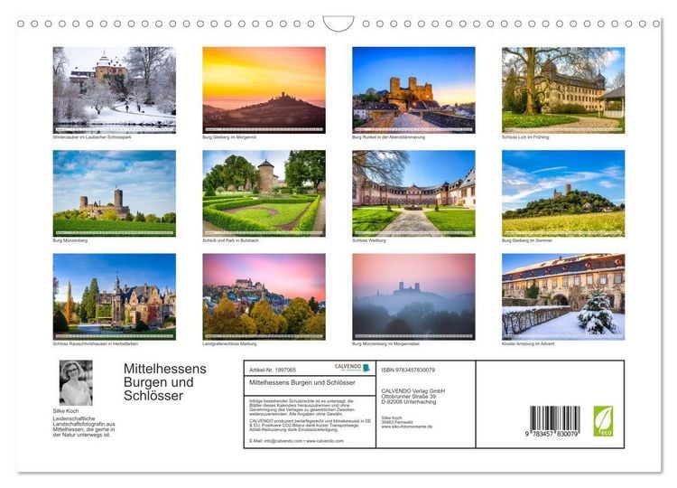 Produktbild: Mittelhessens Burgen und Schl&ouml;sser (Wandkalender 2026 DIN A3 quer), CALVENDO Monatskalender