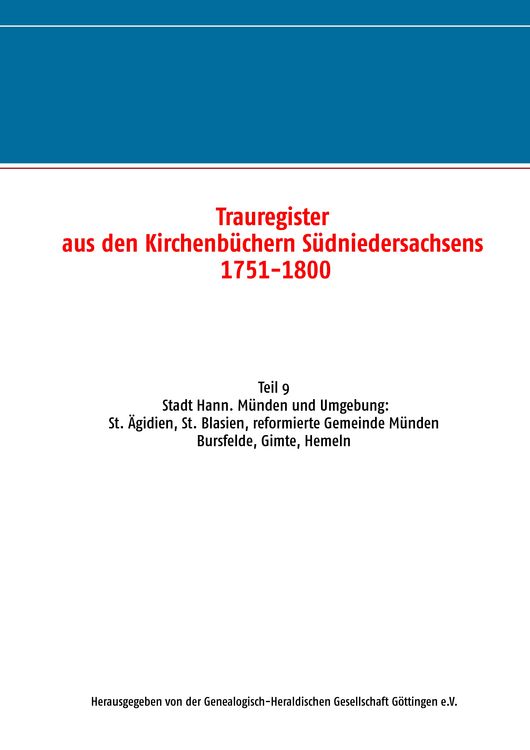 Produktbild: Trauregister aus den Kirchenb&uuml;chern S&uuml;dniedersachsens 1751-1800