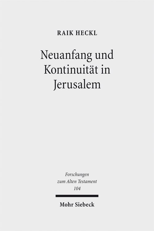 Produktbild: Neuanfang und Kontinuit&auml;t in Jerusalem