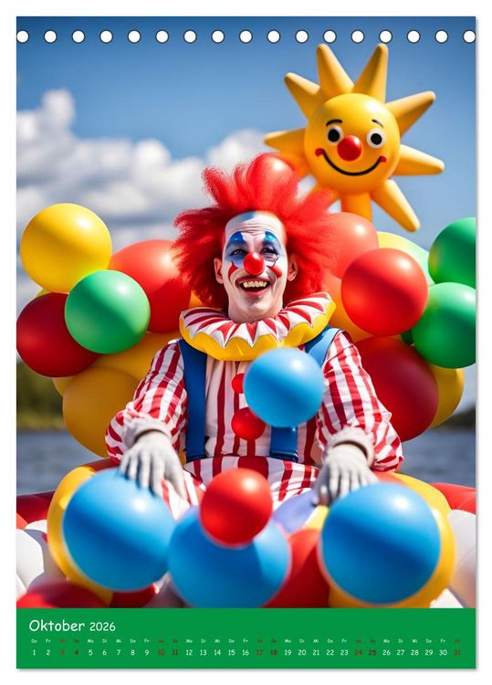 Produktbild: KI Clowns Mit Leichtigkeit das Leben genie&szlig;en (Tischkalender 2026 DIN A5 hoch), CALVENDO Monatskalender
